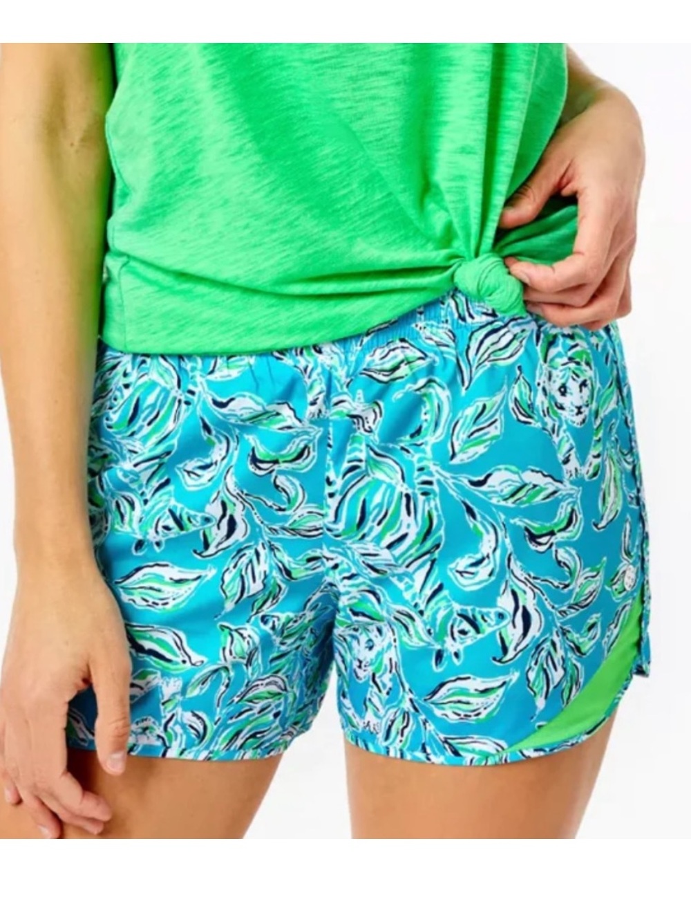 Lilly Pulitzer Luxletic Ocean Trail Shorts in the "Turquoise Oasis" (Outta Line)